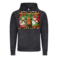 Vintage Black christmas snowman polar bear reindeer Vintage Hoodie - CowGirlArtShop