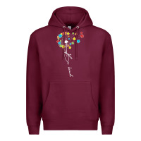 Burgundy Dandelion Autism Puzzle Be Kind Premium Hoodie - CowhideDigitalArt
