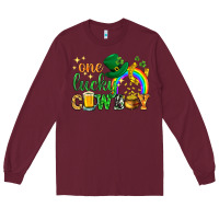 Burgundy One lucky cowboy St. Patricks day Long Sleeve Tee - HowdyJamesFarm