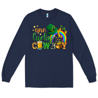 Navy One lucky cowboy St. Patricks day Long Sleeve Tee - HowdyJamesFarm