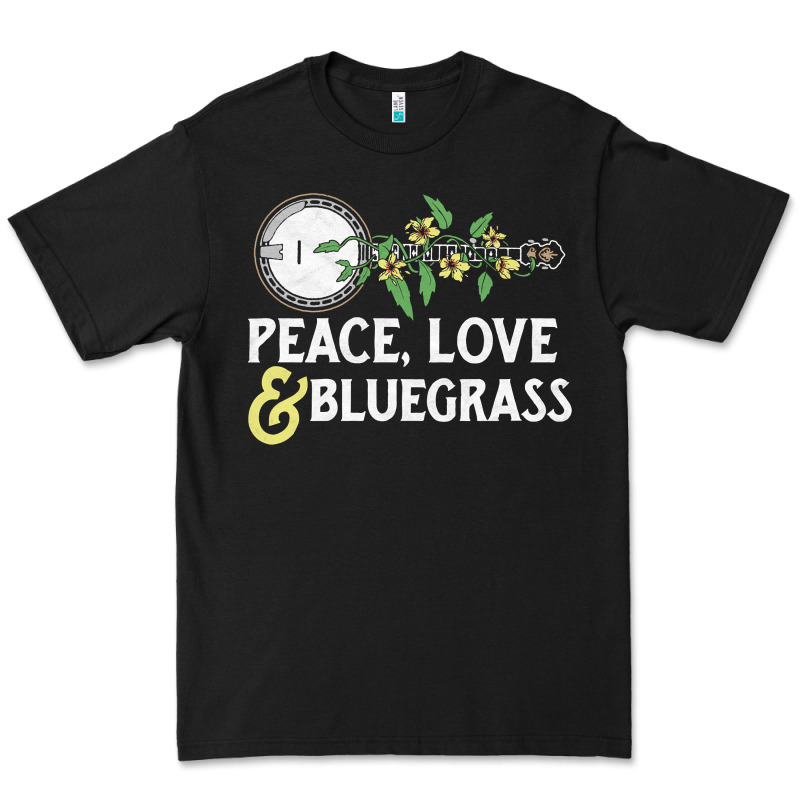 Peace , Love & Bluegrass   Banjo Nature Vines Illu Premium Tee by DesignPulse | Teevron
