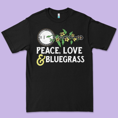 Peace , Love & Bluegrass   Banjo Nature Vines Illu Premium Tee Designed By Designpulse