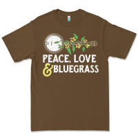Cacao peace , love & bluegrass   banjo nature vines illu Premium Tee - DesignPulse