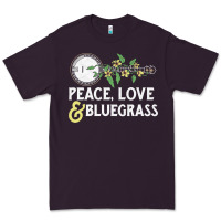 Plum peace , love & bluegrass   banjo nature vines illu Premium Tee - DesignPulse