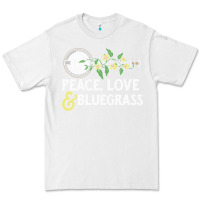 White peace , love & bluegrass   banjo nature vines illu Premium Tee - DesignPulse