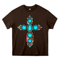 Chocolate Brown gemstone cross Heavy Core Tee - JahusDesignShop