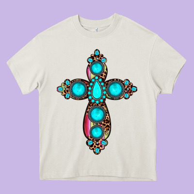 Gemstone Cross Heavy Core Tee Designed By Jahusdesignshop