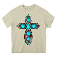 Mossy gemstone cross Heavy Core Tee - JahusDesignShop