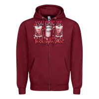 Burgundy you give me teachcardia Zipper Hoodie - RacoonDesign