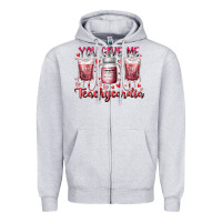 Heather Grey you give me teachcardia Zipper Hoodie - RacoonDesign