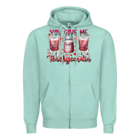 Seafoam you give me teachcardia Zipper Hoodie - RacoonDesign