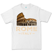 White Cool Vintage Roma Italia Colosseum Souvenirs, Rome Italy Pullover Hood Premium Tee - DesignPulse