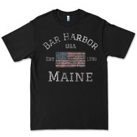 Bar Harbor Maine Usa American Flag Established Me Vintage Premium Tee | Teevron