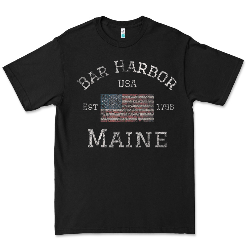 Bar Harbor Maine Usa American Flag Established Me Vintage Premium Tee by PixelWave | Teevron