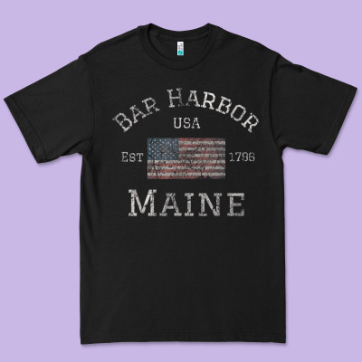 Bar Harbor Maine Usa American Flag Established Me Vintage Premium Tee Designed By Pixelwave