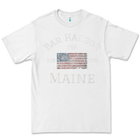 White Bar Harbor Maine USA American Flag Established ME Vintage Premium Tee - PixelWave