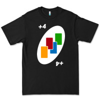 Black Uno Card Game Draw Four Premium Tee - PixelWave