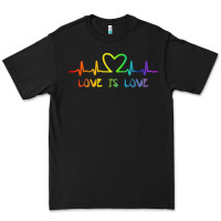 Black LGBT Love Rainbow Heartbeat Premium Tee - PixelWave