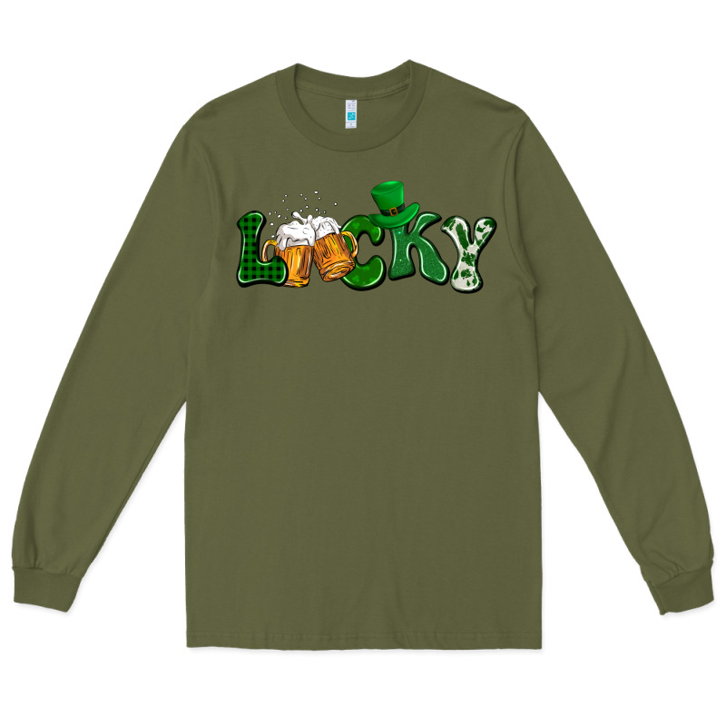 Lucky With Beer St. Patricks Day Long Sleeve Tee by HowdyJamesFarm | Teevron