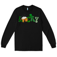 Black Lucky with beer St. Patricks day Long Sleeve Tee - HowdyJamesFarm