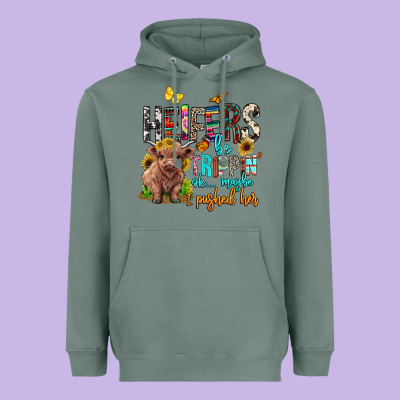 Heifers Be Trippin Ok Maybe I Pushed Her Heavyweight Hoodie Designed By Barkaloodesign