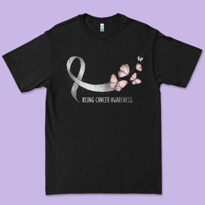 Pretty White Ribbon Support Lung Cancer Awareness T Shirt Premium Tee Designed By Craftify