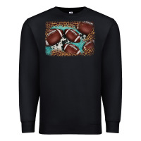 Black American football leopard cowhide turquoise  leather background Premium Sweatshirt - BarkalooDesign