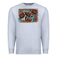 Heather Grey American football leopard cowhide turquoise  leather background Premium Sweatshirt - BarkalooDesign
