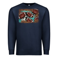 Navy American football leopard cowhide turquoise  leather background Premium Sweatshirt - BarkalooDesign