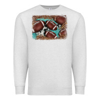Oatmeal Heather American football leopard cowhide turquoise  leather background Premium Sweatshirt - BarkalooDesign