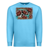 Ocean Blue American football leopard cowhide turquoise  leather background Premium Sweatshirt - BarkalooDesign