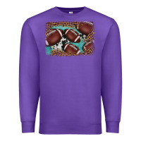 Purple American football leopard cowhide turquoise  leather background Premium Sweatshirt - BarkalooDesign