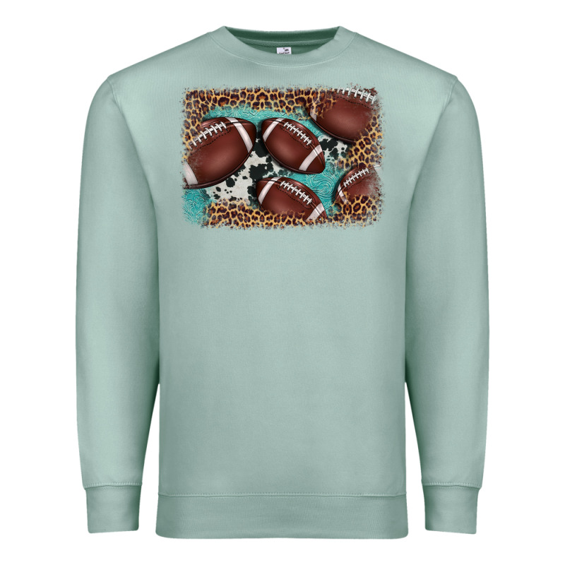 American Football Leopard Cowhide Turquoise  Leather Background Premium Sweatshirt by BarkalooDesign | Teevron