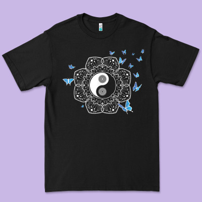Yin Yang With Butterflies Ancient Chinese Yin Yang Premium Tee Designed By Craftify