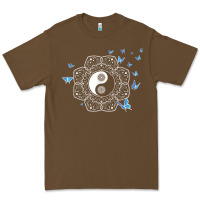 Cacao yin yang with butterflies ancient chinese yin yang Premium Tee - Craftify