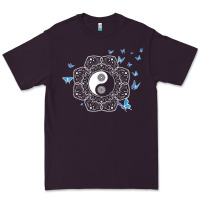 Plum yin yang with butterflies ancient chinese yin yang Premium Tee - Craftify