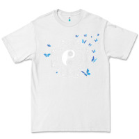 White yin yang with butterflies ancient chinese yin yang Premium Tee - Craftify