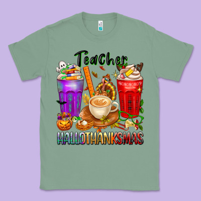 Hallothanksmas Teacher Classic Tee Designed By Texasbilliewilder
