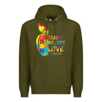 Army Green Autism Teach Accept Understand Love Premium Hoodie - CowhideDigitalArt