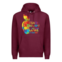 Burgundy Autism Teach Accept Understand Love Premium Hoodie - CowhideDigitalArt