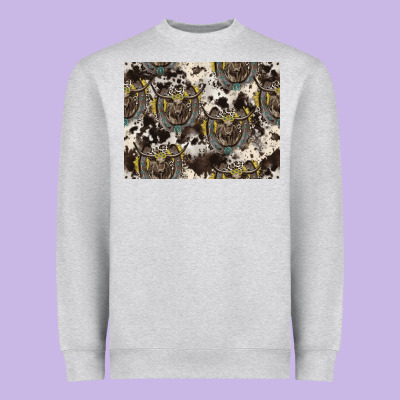 Longhorn Pattern Heavyweight Sweatshirt Designed By Cowhidedigitalart
