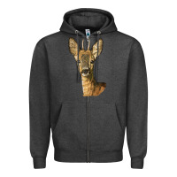 Charcoal Heather Red brocket Deer Head Zipper Hoodie - LillyAllenDesigns