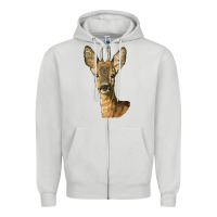 Dove Grey Red brocket Deer Head Zipper Hoodie - LillyAllenDesigns