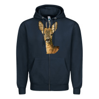 Navy Red brocket Deer Head Zipper Hoodie - LillyAllenDesigns