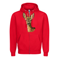Red Red brocket Deer Head Zipper Hoodie - LillyAllenDesigns