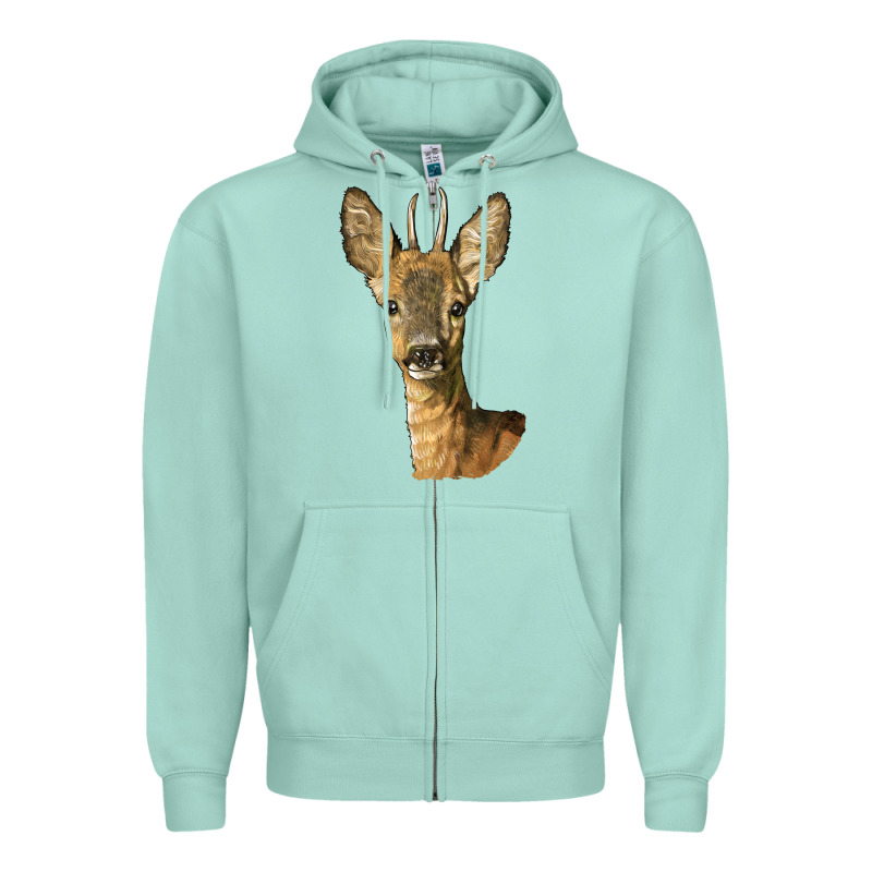 Red Brocket Deer Head Zipper Hoodie by LillyAllenDesigns | Teevron