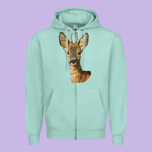 Red Brocket Deer Head Zipper Hoodie Designed By Lillyallendesigns