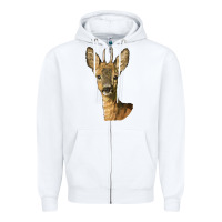 White Red brocket Deer Head Zipper Hoodie - LillyAllenDesigns