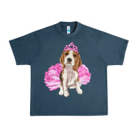 Midnight Navy Balerina beagle with tutu Urban Heavy Tee - RanaPortraitStore