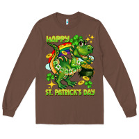 Chestnut Happy St. Patrick's Day T-rex Long Sleeve Tee - CowGirlArtShop